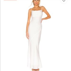 Shona Joy Luxe Bias cowl slip white maxi dress